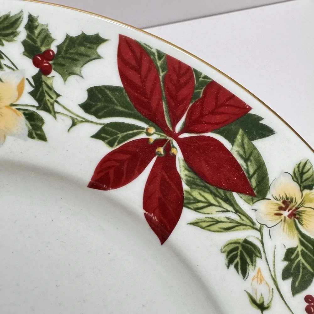 Gibson Poinsettia Christmas Holiday Platter Vegetable Servicing Large Vtg 13